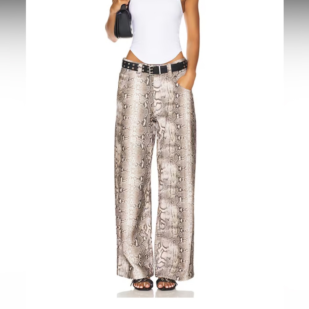 Jaded London Snake Print Wide-Leg Pants